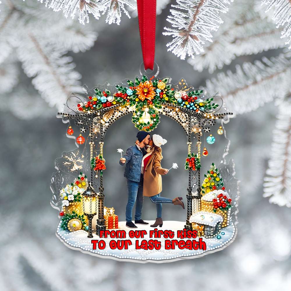 Custom Photo Gifts For Couple Acrylic Ornament 03DGMH210924 Christmas Couple Kissing - Ornament - GoDuckee