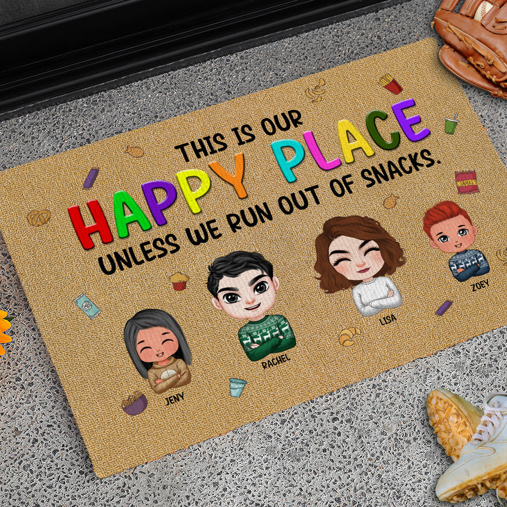 Personalized Gift For Family Doormat This Is Our Happy Place 03KAMH150124HH [UP TO 4 KIDS] - Doormats - GoDuckee