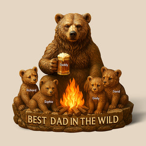 Personalized Gifts For Dad Bear Plaque Best Dad In The Wild 02xqqn140425 - Shaped Plaques - GoDuckee