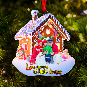 Custom Photo Gifts For Family Ornament, Love Grows In Little Houses 02TGPU240924 - Ornament - GoDuckee