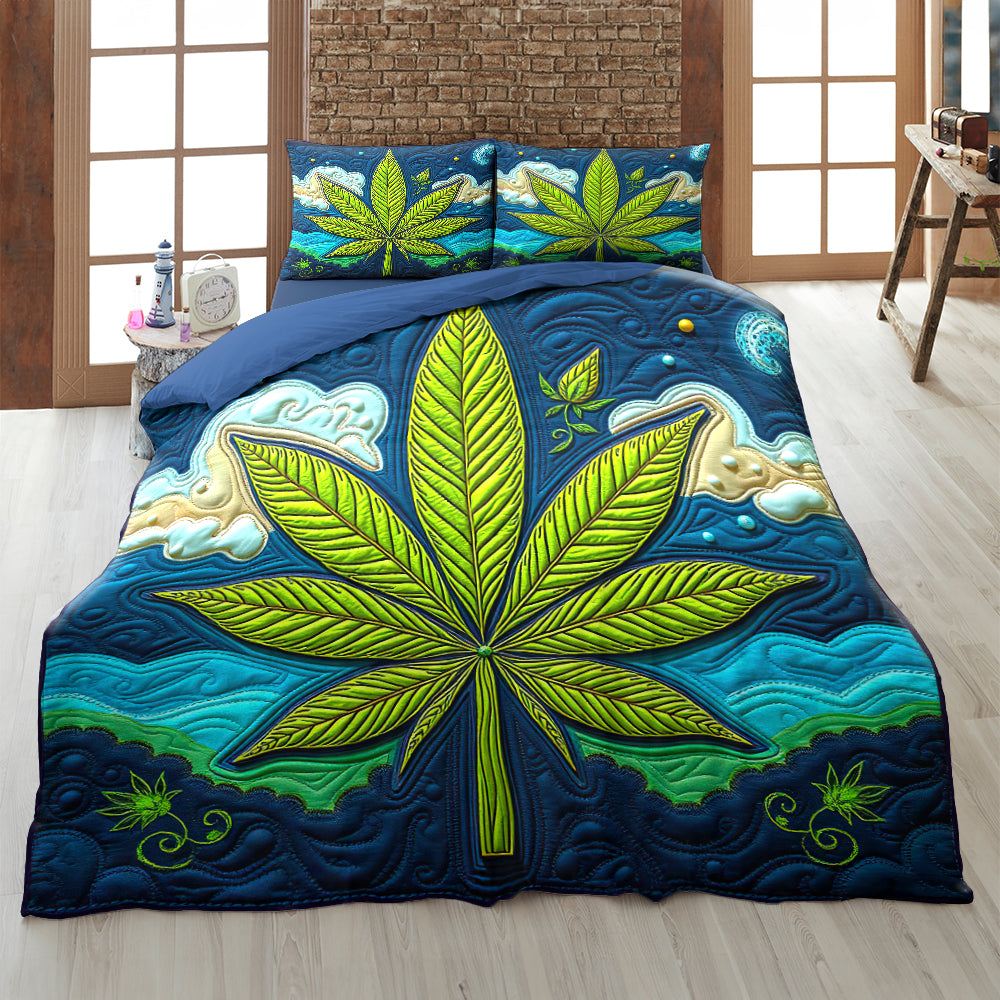 Cannabis Quilt Bedding Set 023hutn060225 - Blanket - GoDuckee