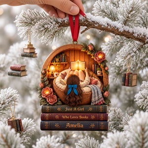 Book Lover Girl Ornament - Personalized Gifts For Bookworm Christmas Ornament 04PALU170926