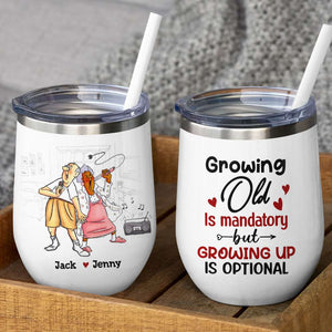 Grow Up Is Optional - Personalized Couple Mug - Gift For Funny Old Couple - Coffee Mug - GoDuckee