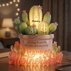 Cactus Mom And Kids Light Box - Personalized Gifts For Mother's Day Acrylic Light Box 05PALU130426 - Light Box - GoDuckee