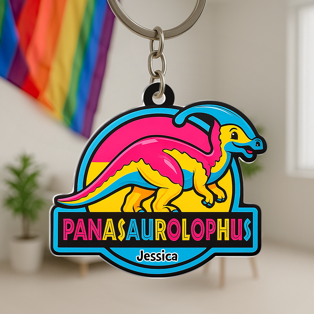 Colorful Dinosaur Keychain – Personalized Gifts for LGBTQ+ Pride 03hupu050625 - Keychains - GoDuckee