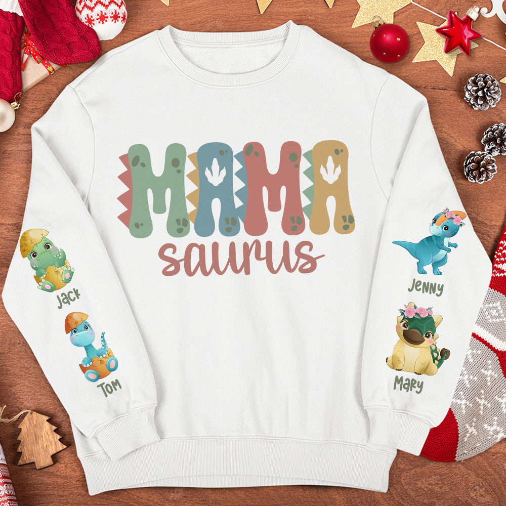 Mama Saurus, Personalized Dinosaur Family Shirt, Gift For Mom, Grandma - AOP Products - GoDuckee
