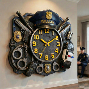 Police Hanging Wall Clock - Personalized Gifts For Police Officer 03tglu291225-Homacus