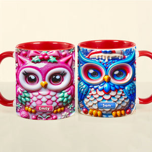 Personalized Gifts For Owl Lovers, Accent Mug 3D Christmas Owl 01HUMH190824 - Coffee Mug - GoDuckee