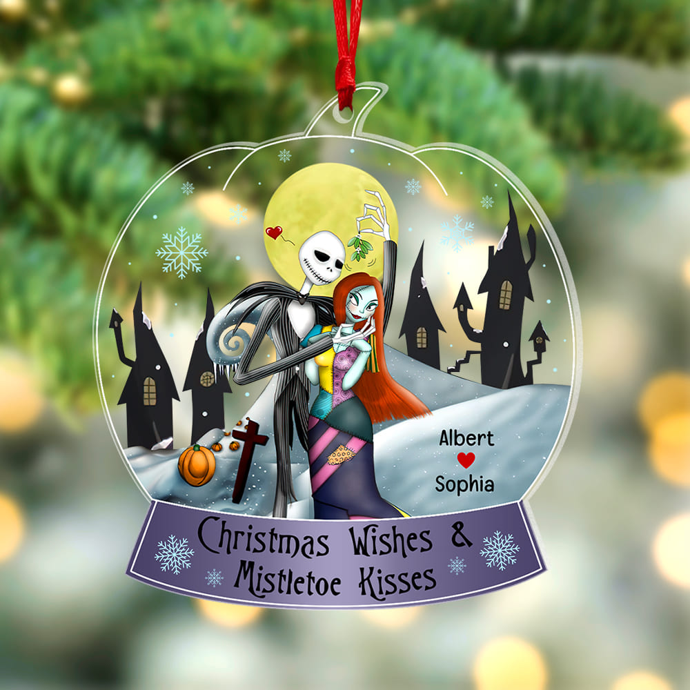 Personalized Gifts for Couple, Cartoon couple under the mistletoe acrylic ornament 03TOQN130824 - Ornament - GoDuckee