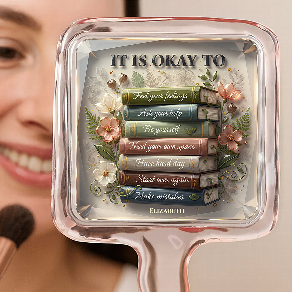 Floral Book Handheld Mirror - Personalized Gifts For Book Lovers 03PADT041225 - Mirror - GoDuckee