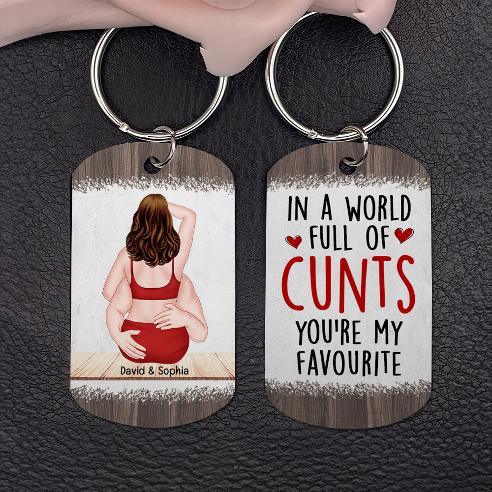 You're My Favourite-Personalized Stainless Steel Keychain-Gift For Her/Gift For Him- Hugging Couple Keychain - Keychains - GoDuckee