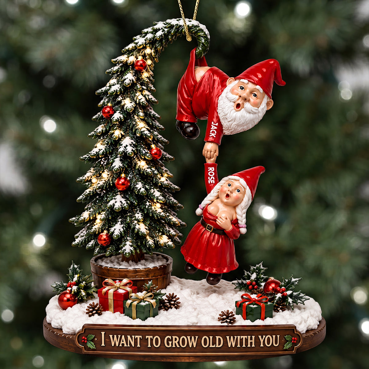 Funny Old Santa Couple Ornament - Personalized Gifts For Couple Christmas Ornament 01OHDT260826 - Ornament - GoDuckee