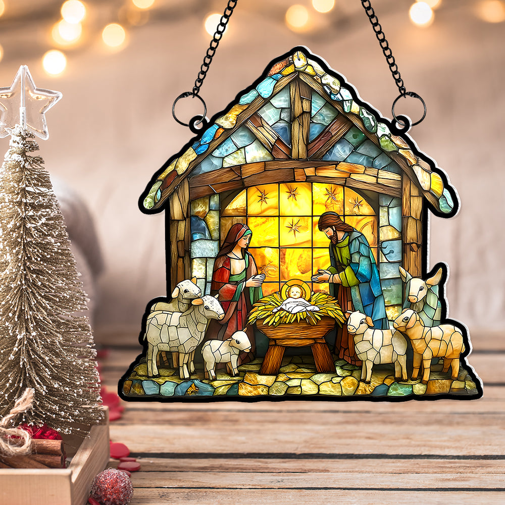 Christmas Gifts Nativity Scene Suncatcher Ornament 01KALU181124 - Ornament - GoDuckee