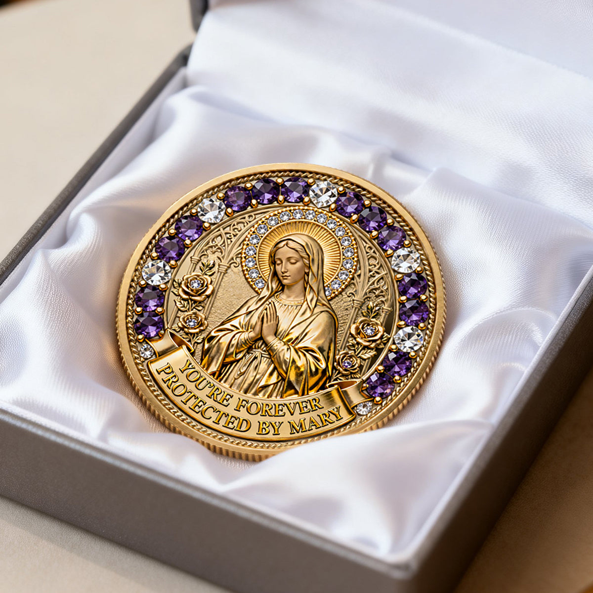 Protected By Mary - Personalized Gifts For Christian Printed Metal Coin 03NATN270226 - Coin - GoDuckee