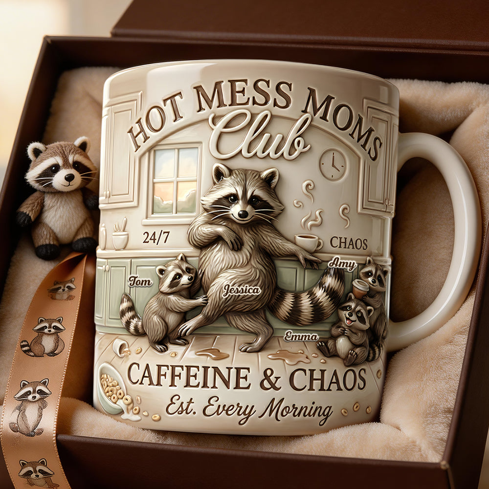 Hot Mess Raccoon Mom, Personalized Gifts For Mom 01QHDT280226 - Coffee Mug - GoDuckee