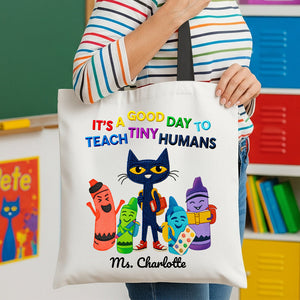 Cat Teacher Tote Bag Personalized Gifts For Teacher 03PGDT010725 - Tote Bags - GoDuckee