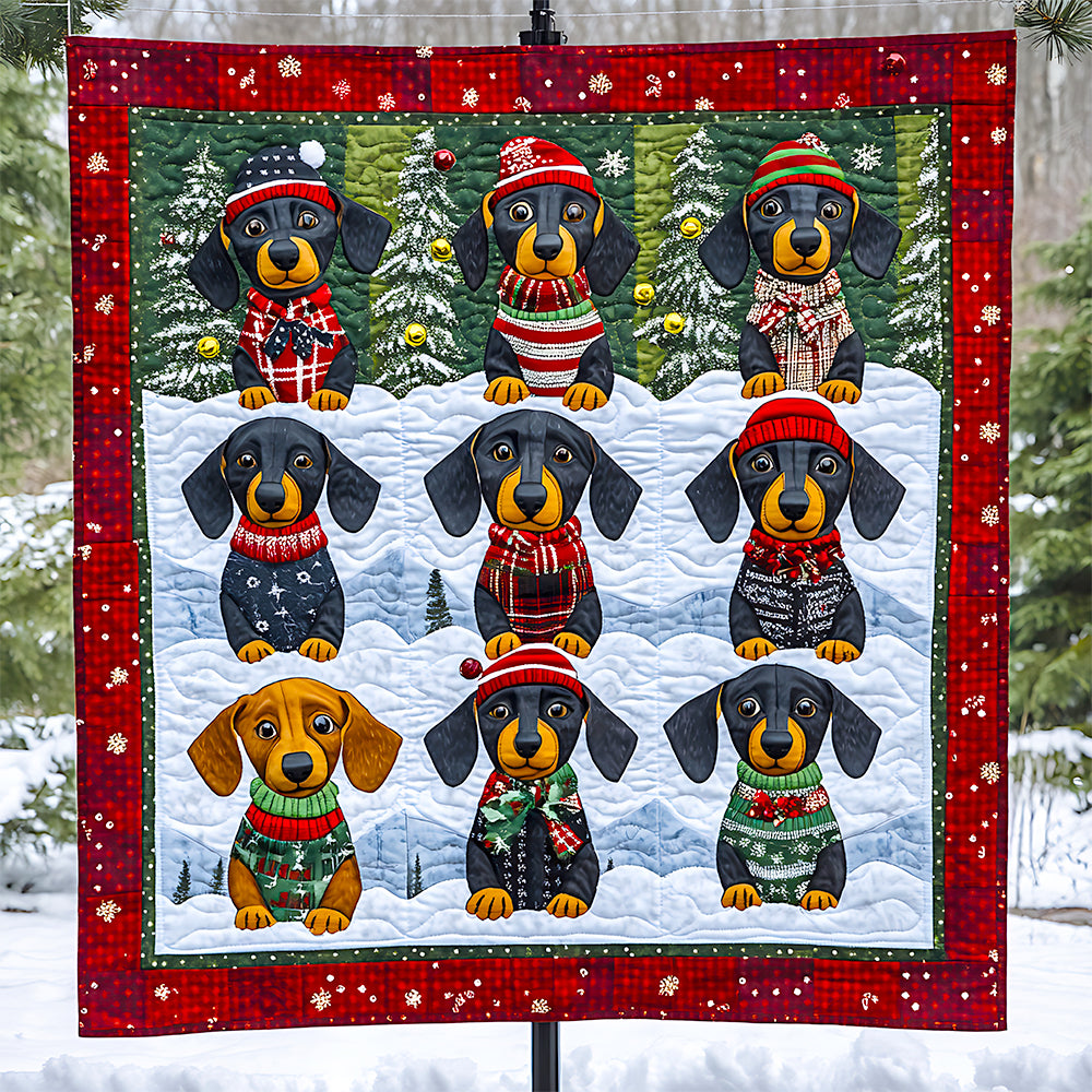 Dachshund Dog Christmas Quilt Bed Set Gifts For Dog Lovers 05HUDT041124 - Blanket - GoDuckee