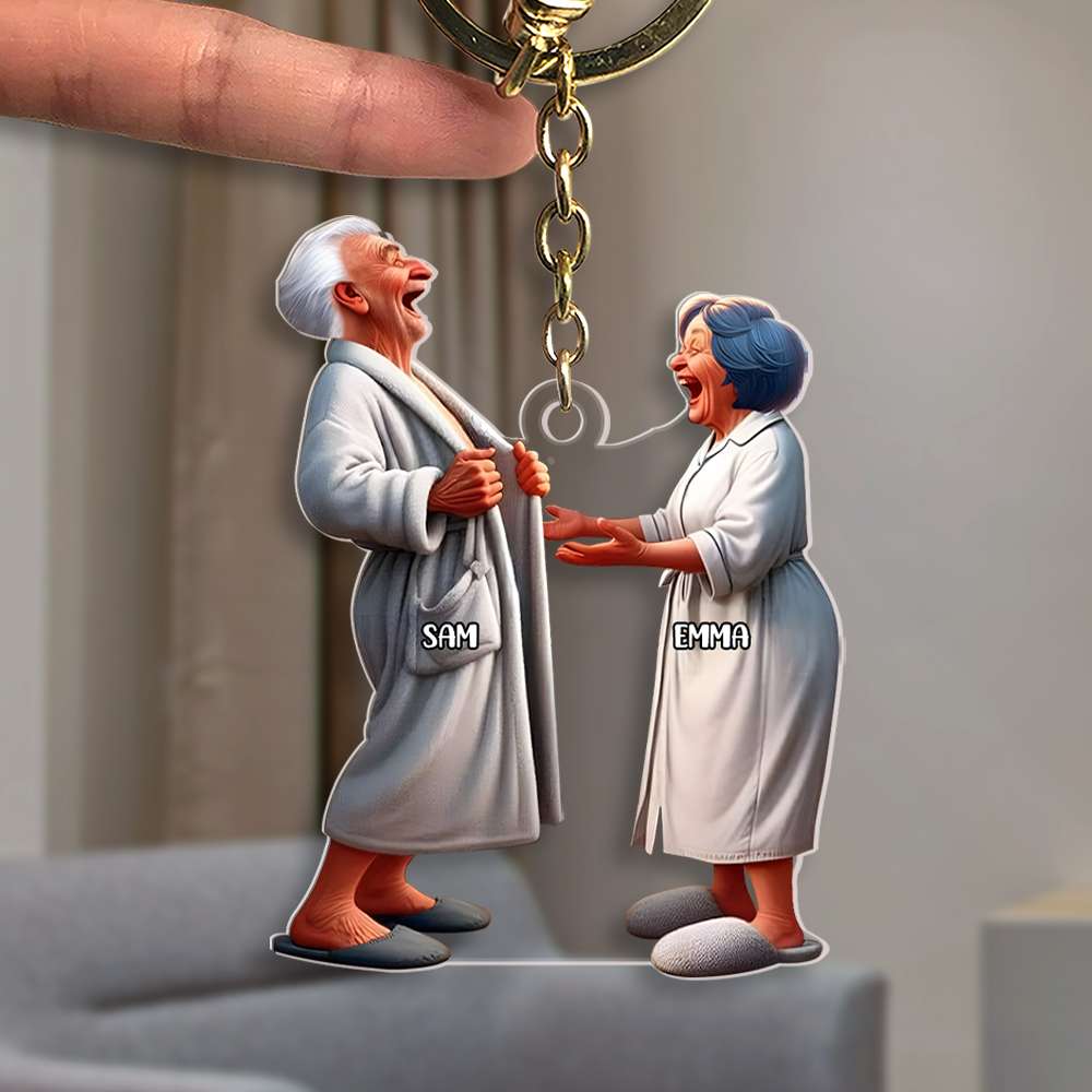 Personalized Gifts For Couple Keychain Funny Old Couple 02QHMH071224 - Keychains - GoDuckee