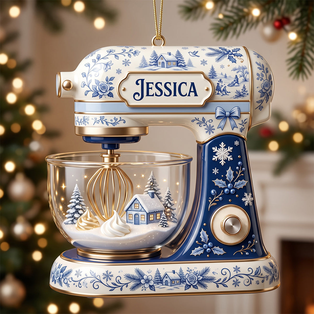 Baking Mixer Christmas Toile de Jouy Acrylic Ornament - Personalized Gifts For Baker Christmas Ornament 01PGTN210826 - Ornament - GoDuckee