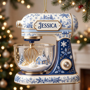 Baking Mixer Christmas Toile de Jouy Acrylic Ornament - Personalized Gifts For Baker Christmas Ornament 01PGTN210826