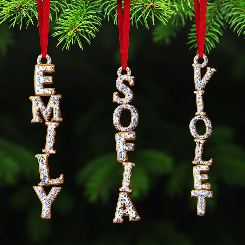 Toile de Jouy Gingerbread Alphabet Acrylic Ornament, Personalized Gifts For Christmas 03pgta251025 - Ornament - GoDuckee