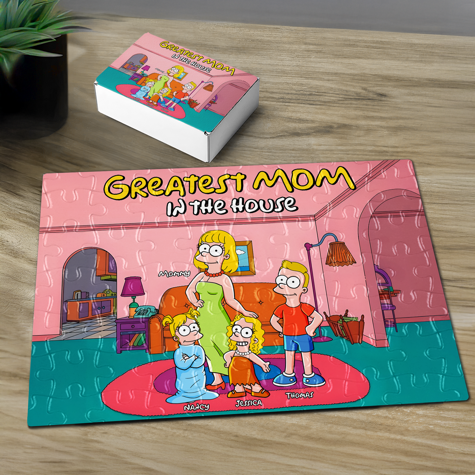 Greatest Cartoon Mom Jigsaw Puzzle - Personalized Gifts For Mom 04TOPU080425PA - Jigsaw Puzzles - GoDuckee