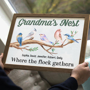 Grandma's Nest, Where The Flock Gathers, Personalized Canvas Print, Grandma's Cute Litter Birds, Gift For Grandma - Poster & Canvas - GoDuckee