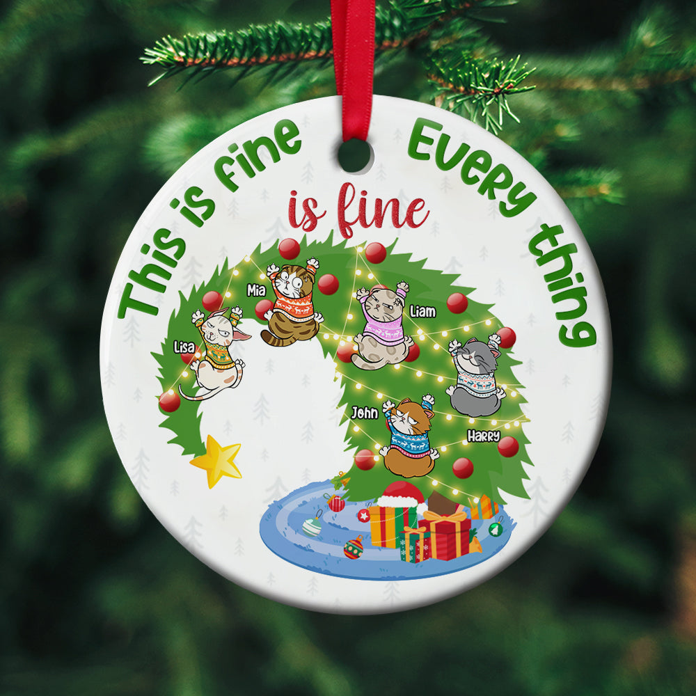 Everything Is Fine, Personalized Naughty Cat Ornament, Christmas Gift For Cat Lovers - Ornament - GoDuckee