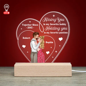 Kissing You Is My Favorite Hobby-Personalized Led Light- Gift For Couples- Couple Led Light - Led Night Light - GoDuckee