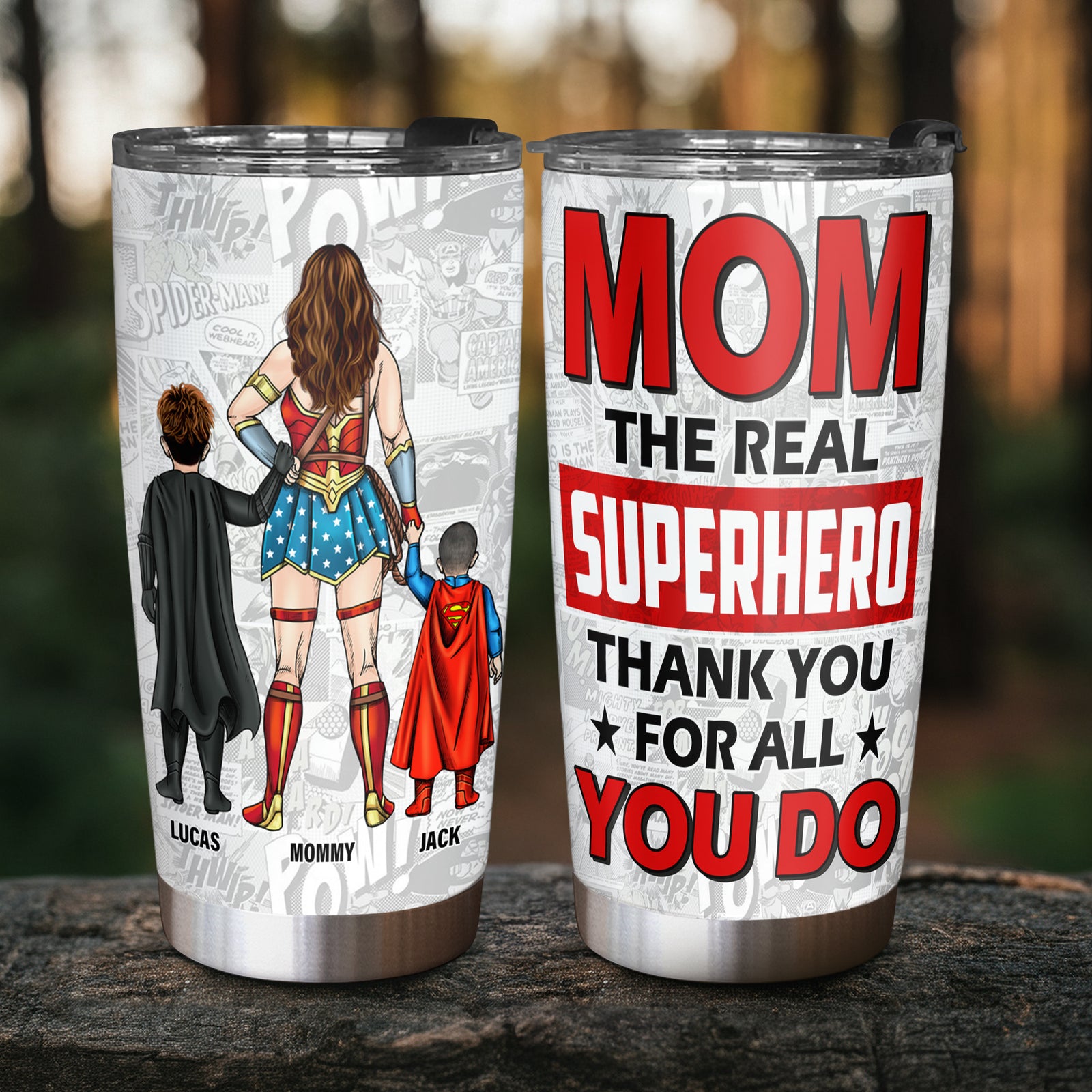 Personalized Gifts For Mom Tumbler 04ohtn140325pa The Real Superhero, Thank You For All You Do - Tumbler Cup - GoDuckee