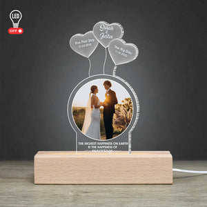 The Highest Happiness On Earth Is The Happiness Of Marriage, Personalized 3D Led Light With Photo Upload - Led Night Light - GoDuckee