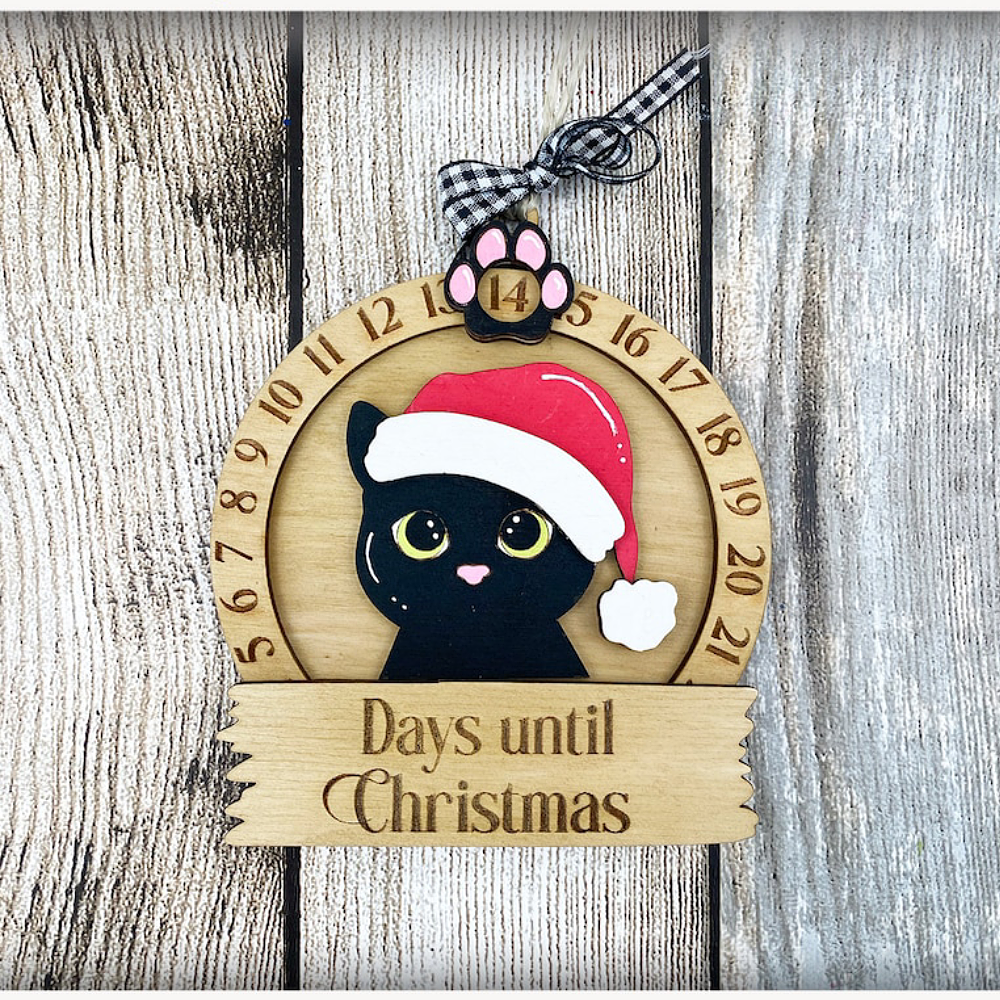 Gifts For Cat Lovers Christmas Ornament 48acxx280824 Black Cat Countdown Days Until Christmas - Ornament - GoDuckee