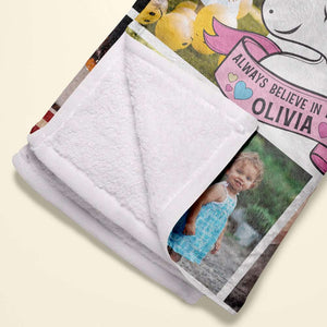 Daughter Unicorn Always Believe In Yourself, Personalized Blanket Upload Photo, Gift For Daughter, Sister - Blanket - GoDuckee