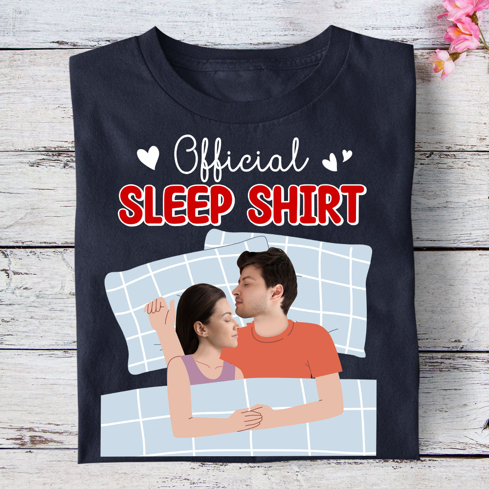 Official Sleep Shirt, Custom Sleeping Couple Face Shirt, Gift For Couple, Valentine's Gifts - Shirts - GoDuckee