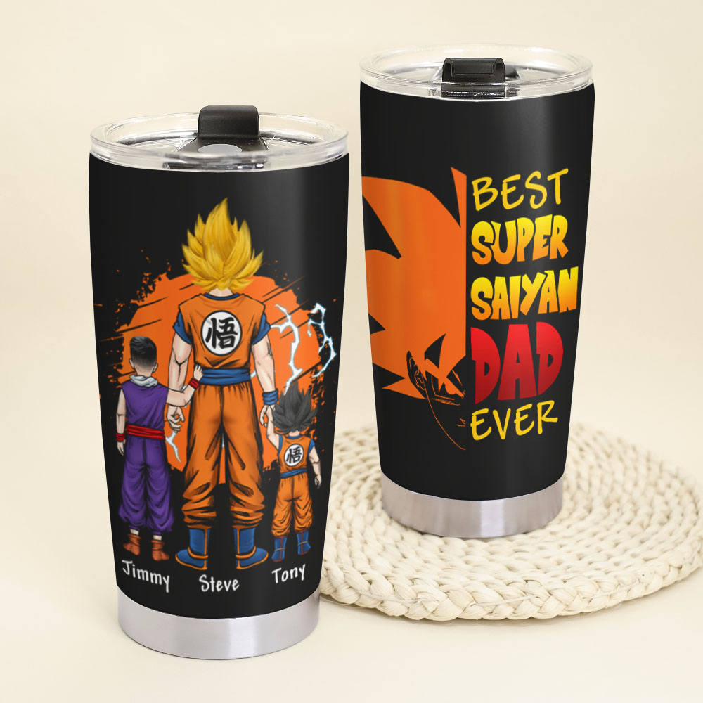 Saiyan Dad Tumbler, Father and Son Daughter Holding Hands - GoDuckee 3