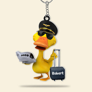 Personalized 06HUQN220623 Pilot Duck Keychain - Gift For Pilot - Keychains - GoDuckee