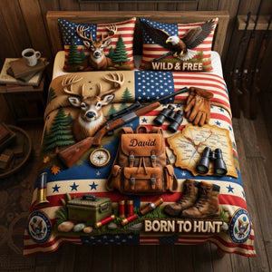 Proud American Hunter Quilt Bedding Set - Personalized Gifts For Hunters 04tyta260326 - Bedding Set - GoDuckee