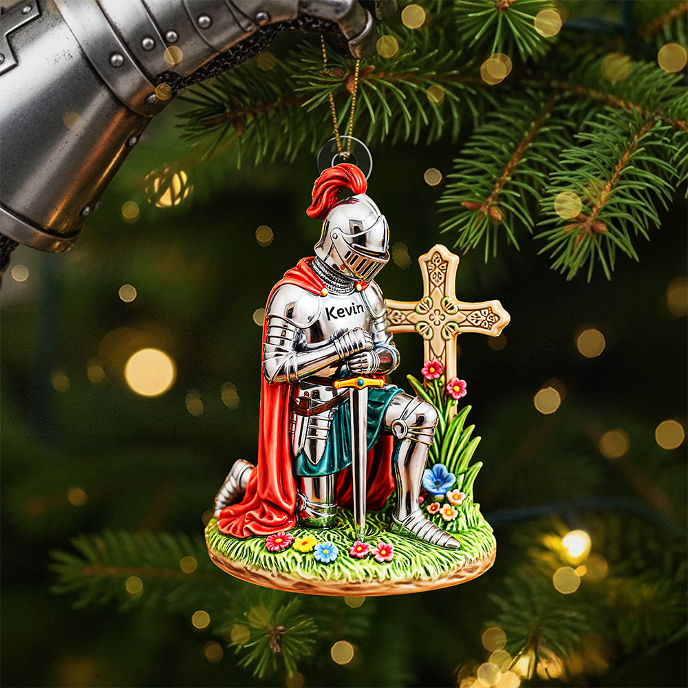 Kneeing Knight Ornament - Personalized Gifts For Christians 05huta300825 - Ornament - GoDuckee