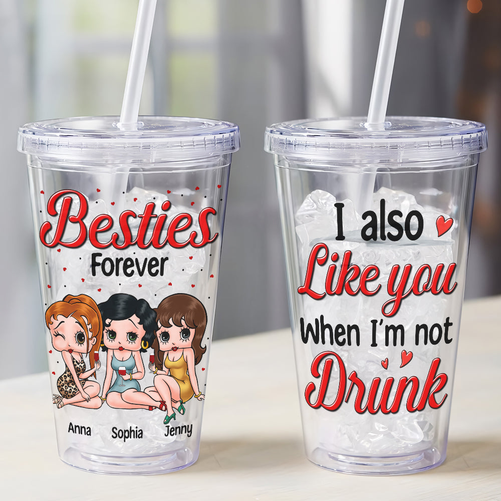 Besties Forever Personalized Drunk Friends Acrylic Tumbler 03NATN050823HH - Tumbler Cup - GoDuckee