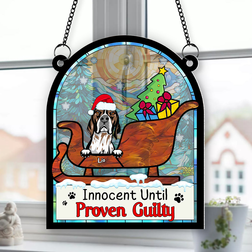 Personalized Gifts For Dog Lover Suncatcher Ornament 042hutn190724 Naughty Dog Christmas - Ornament - GoDuckee