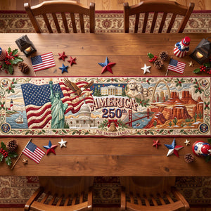 USA 250th Christmas Quilted Table Runner Personalized Gifts 01PADH220826