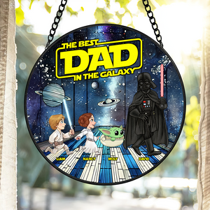 Personalized Gifts For Dad Stained Glass Ornament, Best Dad In The Galaxy 02TGPU190924 - Ornament - GoDuckee