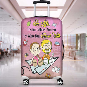 Personalized Gifts For Couple Luggage Cover 04katn080125pa It's Not Where You Go It's Who You Travel With - Luggage Covers - GoDuckee