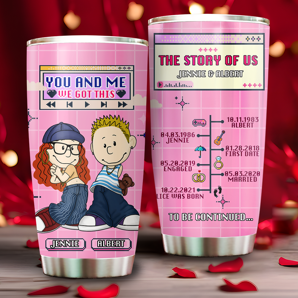Personalized Gifts For Couples Tumbler Y2K Couple Relationship Milestones 05TOLU090125HG - Tumbler Cup - GoDuckee