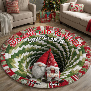 Gnome Couple Quilted Round Mat - Personalized Gifts For Couple 01naqn131025 - Doormat - GoDuckee