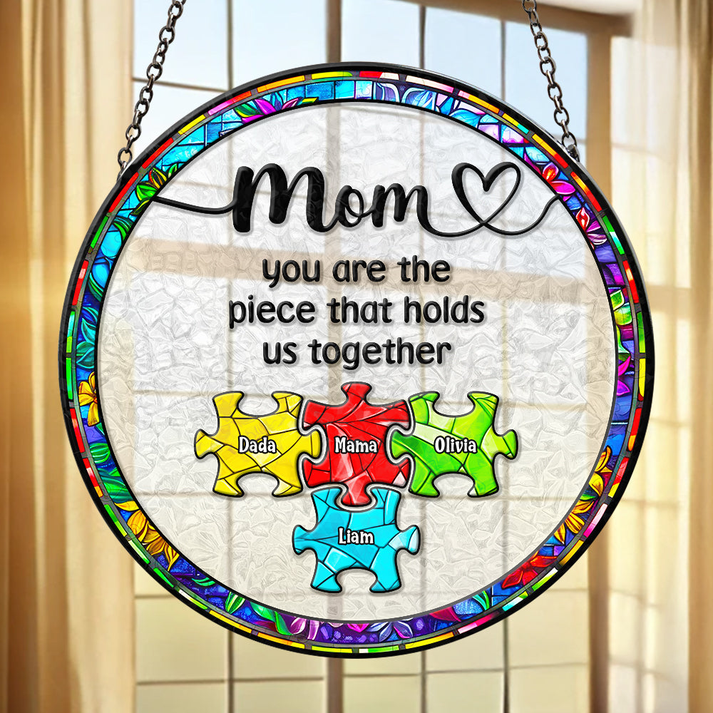 Personalized Gifts For Mom Stained Glass, Colorful Puzzle Pieces Mother's Day 02ACDT240325 - Ornament - GoDuckee