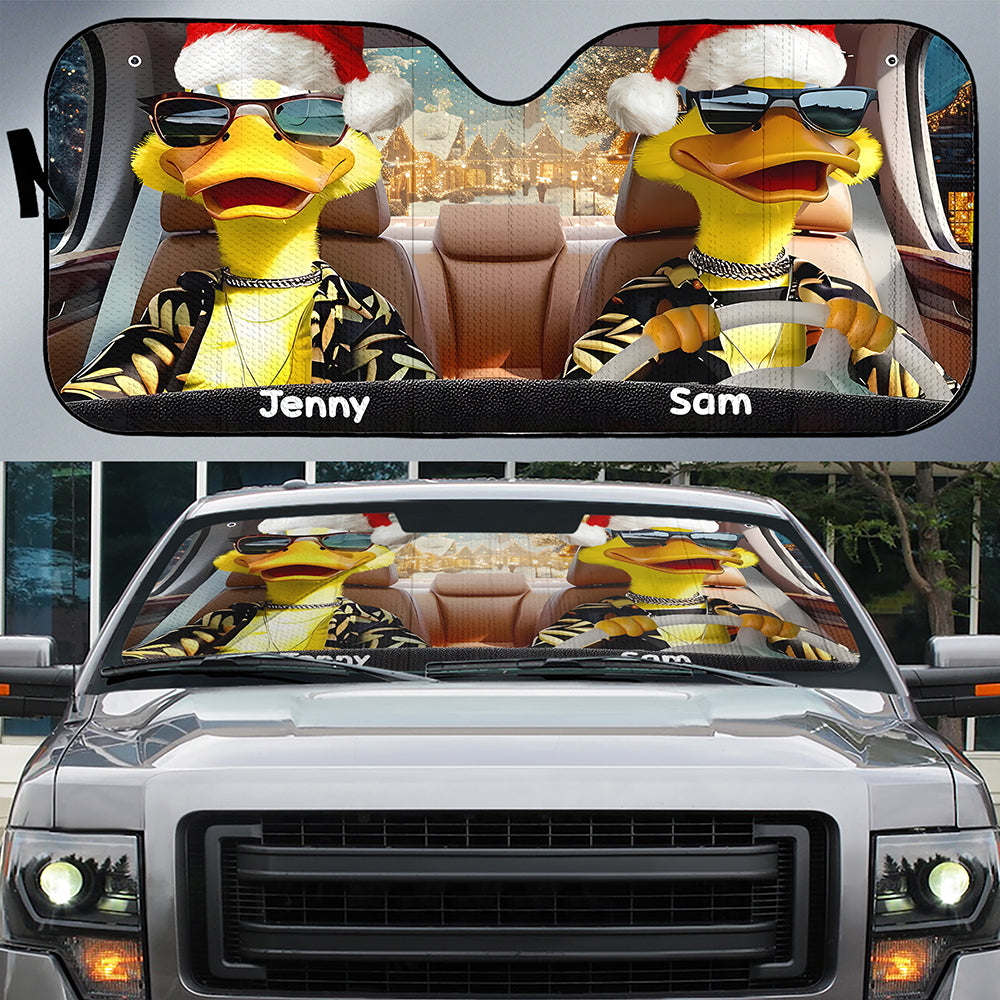 Personalized Gifts For Duck Couple Christmas Windshield Sunshade 04OHMH240924 - Doormat - GoDuckee