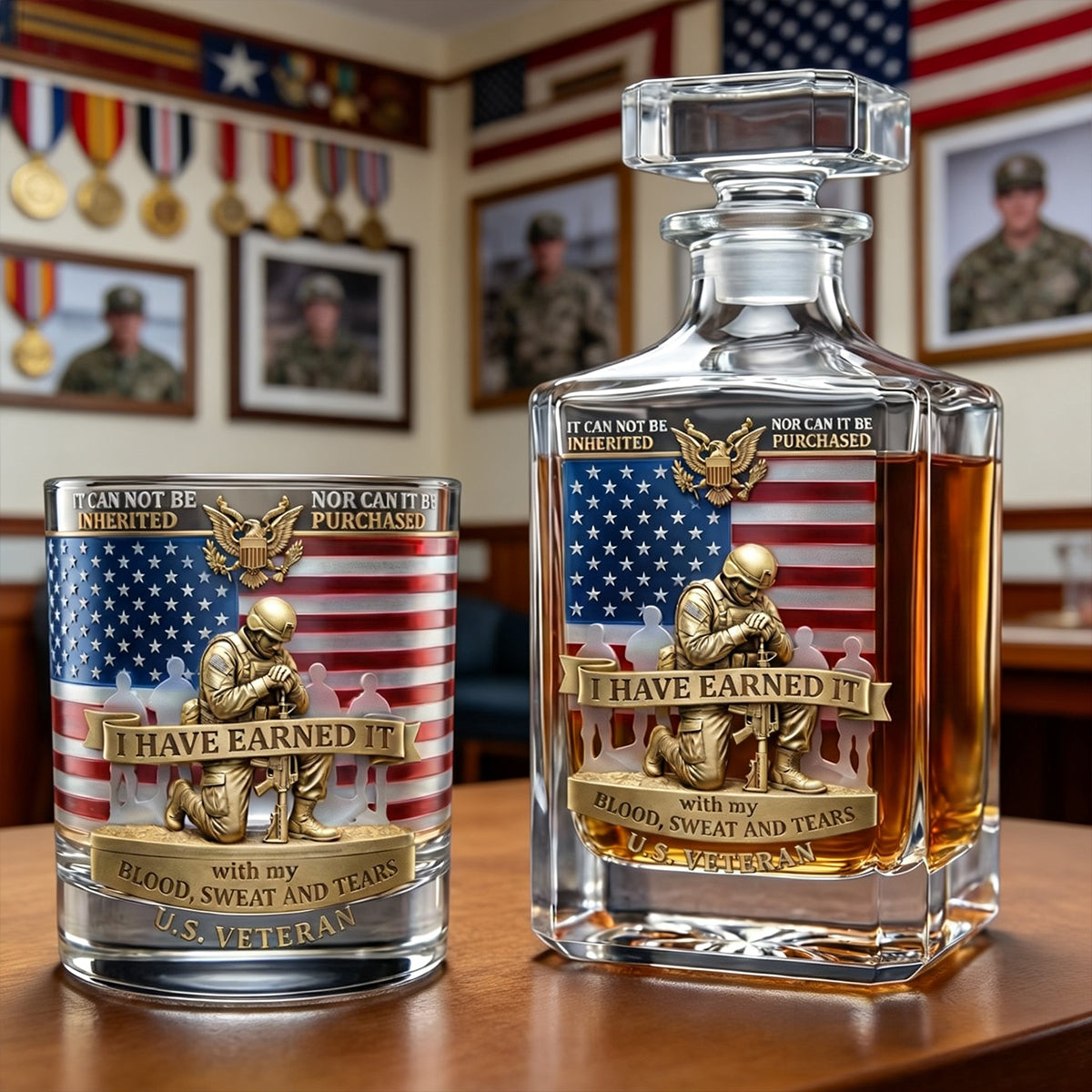 I've Earned It Decanter Set - Personalized Gifts For Veterans 01patn280226 - Bottle - GoDuckee