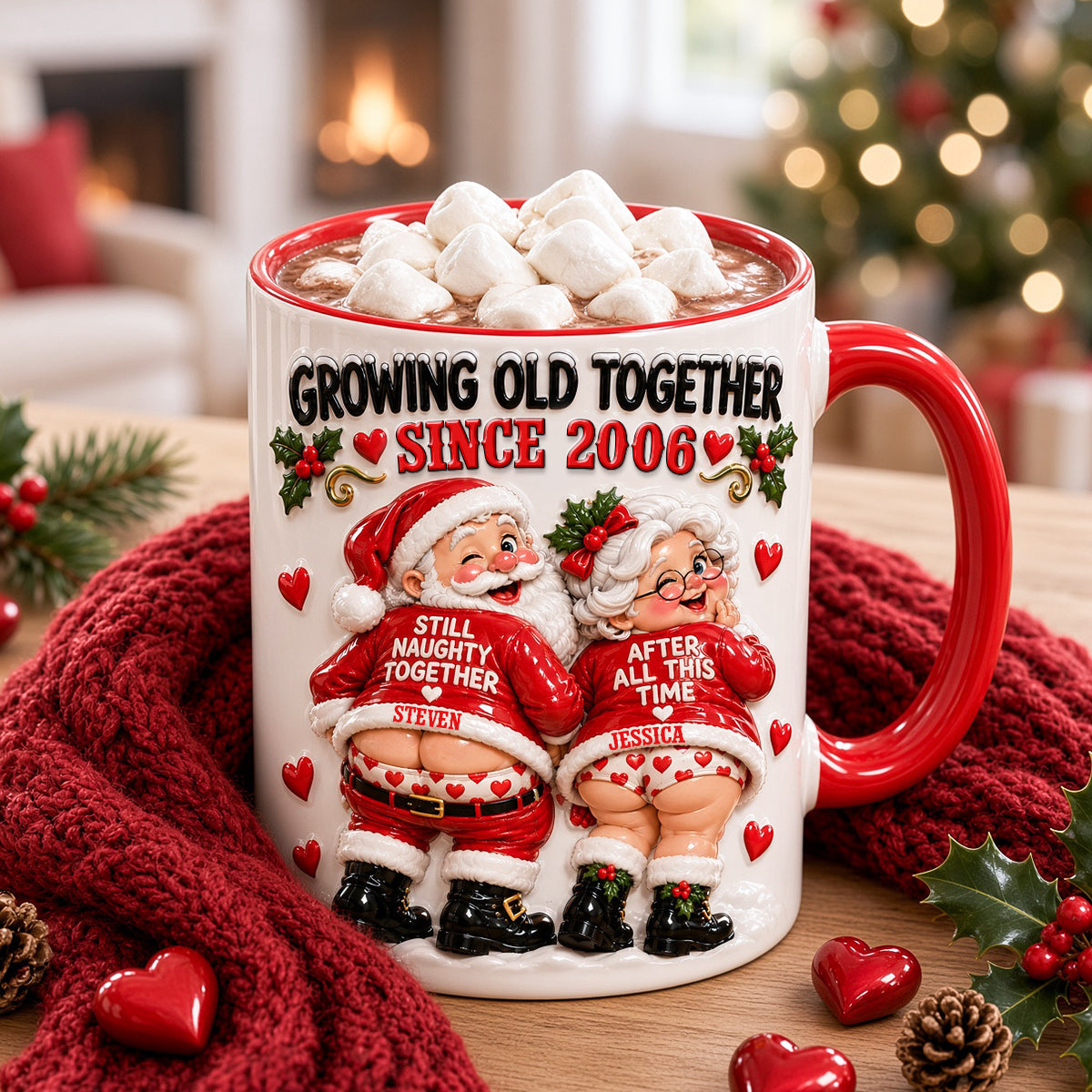 Naughty Old Santa Couple Accent Mug - Personalized Christmas Gifts For Couples 01todh211026 - Coffee Mug - GoDuckee