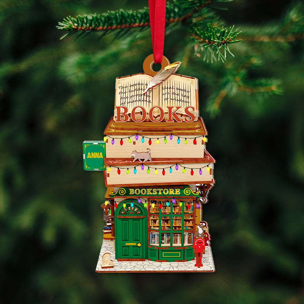 Personalized Bookstore Ornament, Christmas Acylic Ornament, Gift For Book Lover - Ornament - GoDuckee